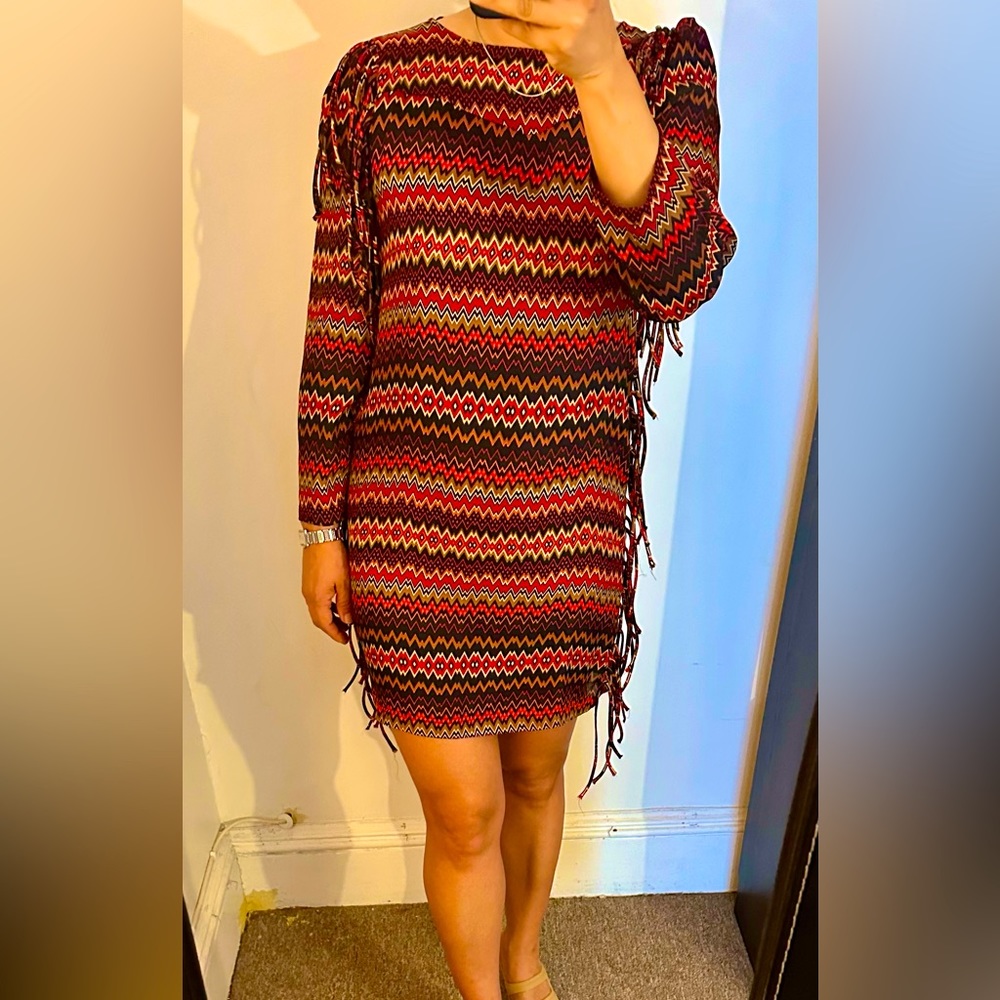Multi colored fringe dress Zara